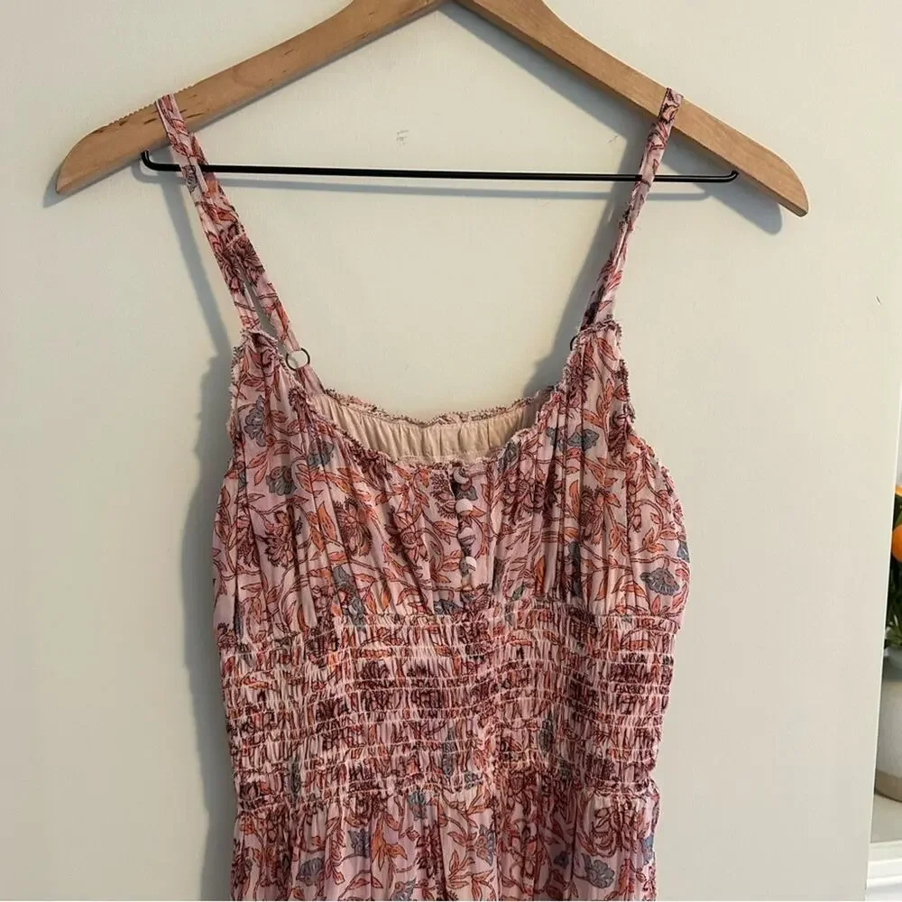 Anthropologie Pink Floral Maxi Dress XS